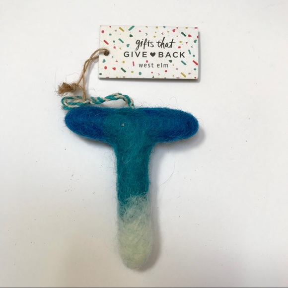 West Elm Wool Felt Ombré Letter “T” Ornament NEW